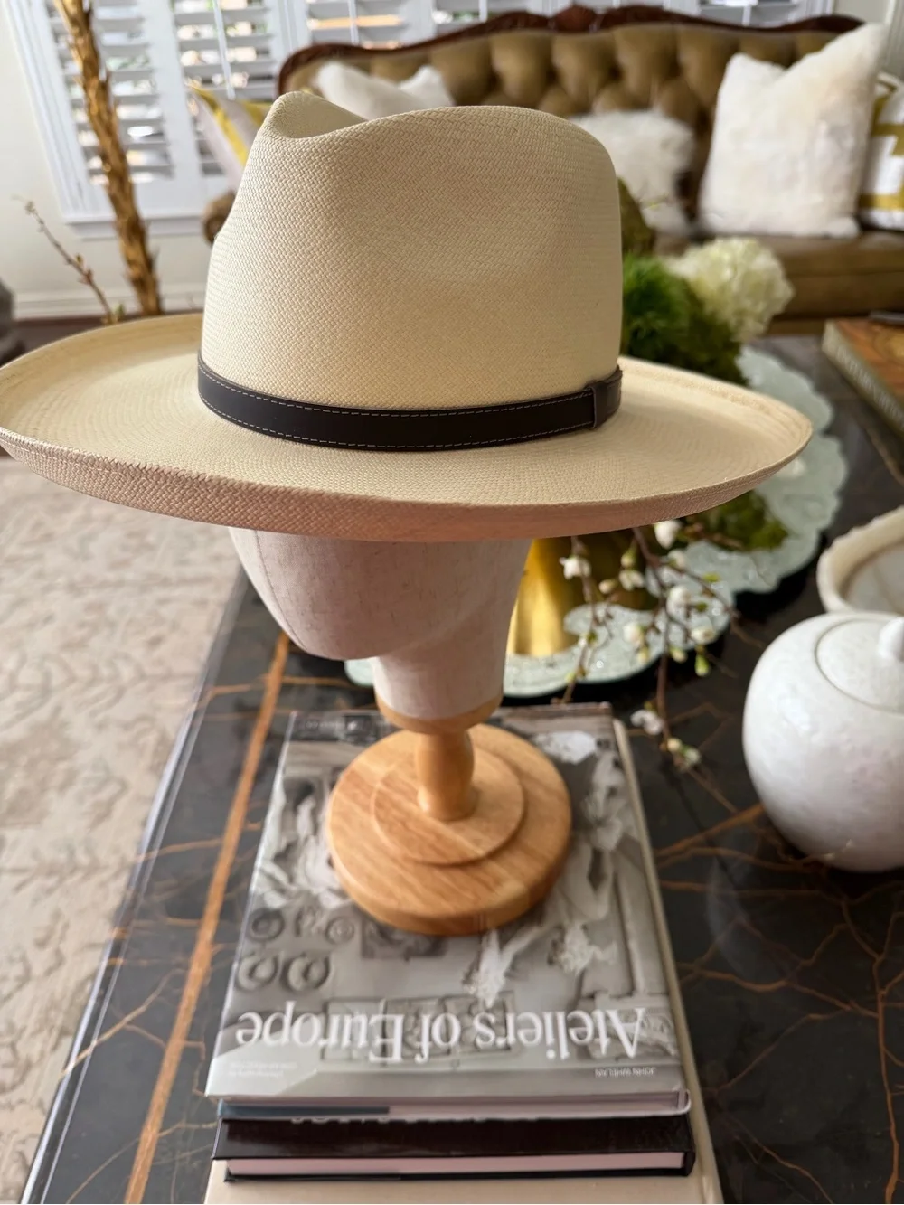Aussie Ala Alzada Fino White Panama Hat with Black Band